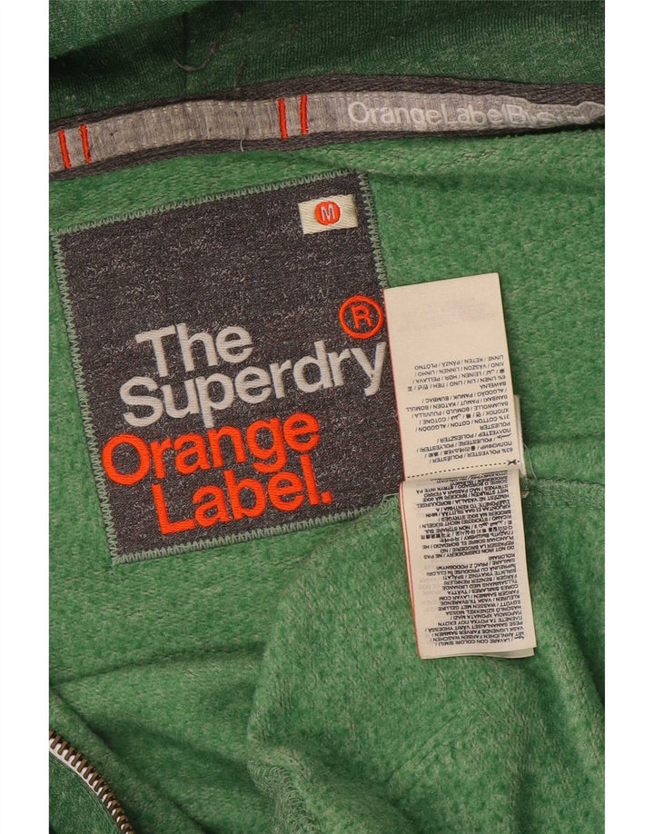 Superdry Mens Zip Hoodie Sweater Medium Green Flecked Polyester