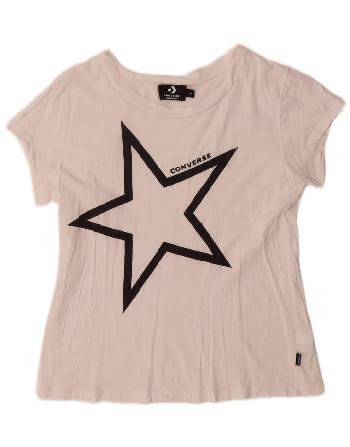 Converse Womens Graphic T-Shirt Top UK 14 Large White Cotton