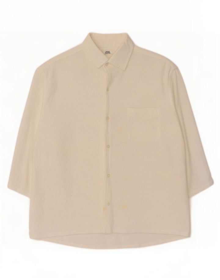 Trussardi Mens 3/4 Sleeve Overshirt Shirt Large White