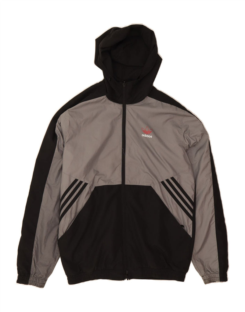 ADIDAS Mens Hooded Reversible Jacket UK 36 Small Black Polyester Vintage Adidas and Second-Hand Adidas from Messina Hembry 