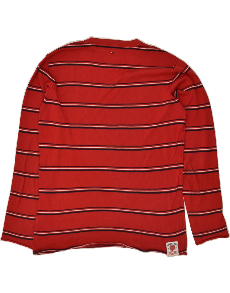 TOMMY HILFIGER Boys Sweatshirt Jumper 15-16 Years Red Striped Cotton | Vintage Tommy Hilfiger | Thrift | Second-Hand Tommy Hilfiger | Used Clothing | Messina Hembry 