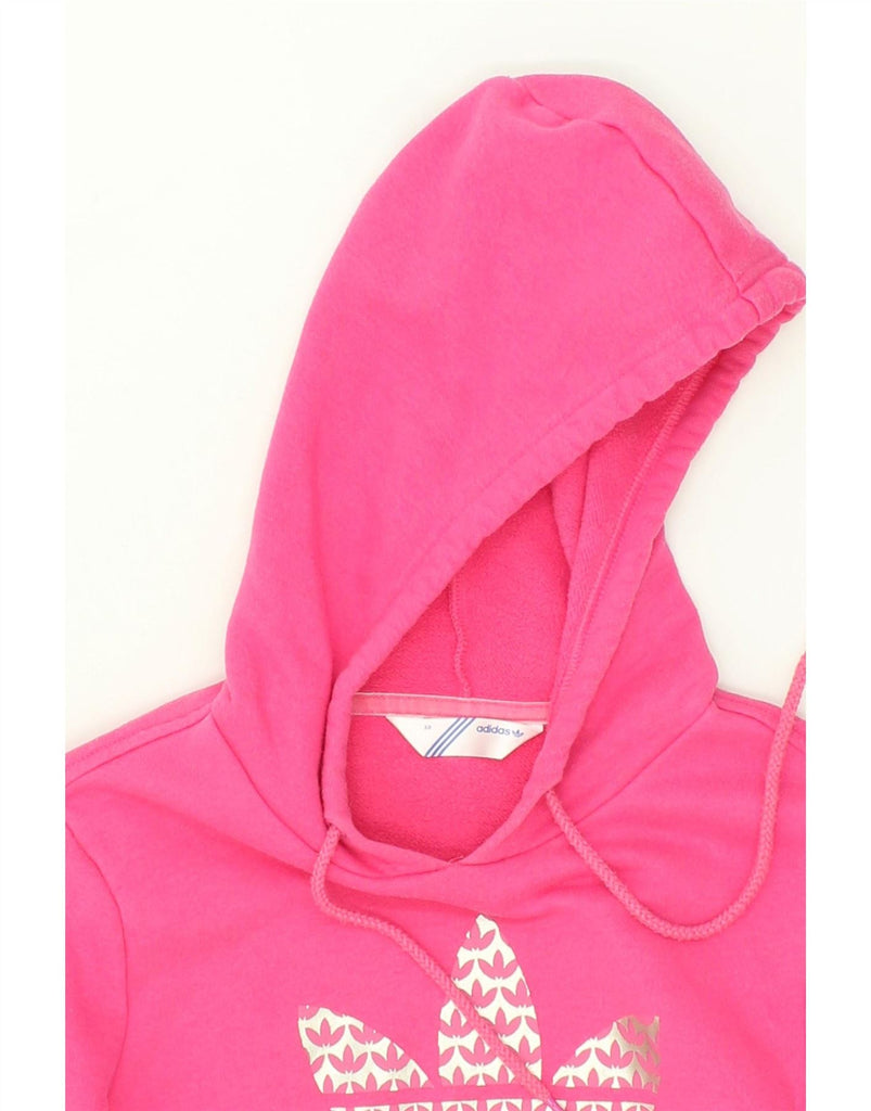 ADIDAS Womens Graphic Hoodie Jumper IT 38 XS Pink Cotton Vintage Adidas and Second-Hand Adidas from Messina Hembry 