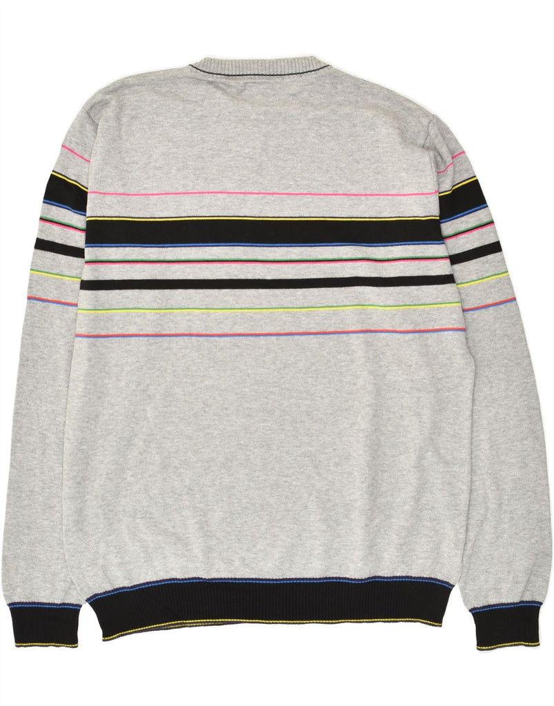 JACK & JONES Mens V-Neck Jumper Sweater XL Grey Striped | Vintage Jack & Jones | Thrift | Second-Hand Jack & Jones | Used Clothing | Messina Hembry 