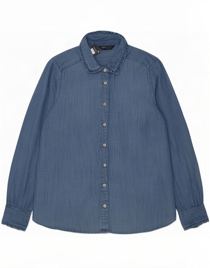 Marks & Spencer Womens Denim Shirt UK 16 Large Blue Lyocell