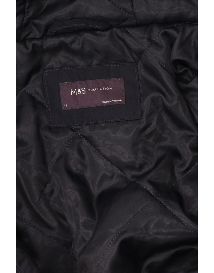 Marks & Spencer Womens Hooded Windbreaker Coat UK 14 Medium Navy Blue
