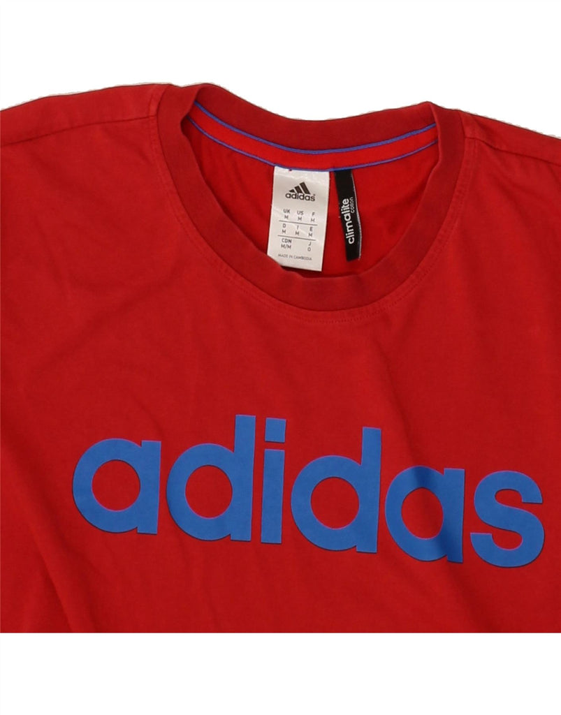 ADIDAS Mens Climalite Graphic T-Shirt Top Medium Red Cotton Vintage Adidas and Second-Hand Adidas from Messina Hembry 