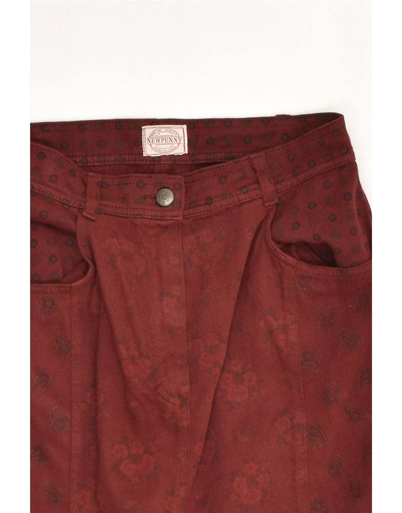 NEW PENNY Womens Straight Skirt W28 Medium  Red Floral Cotton | Vintage New Penny | Thrift | Second-Hand New Penny | Used Clothing | Messina Hembry 