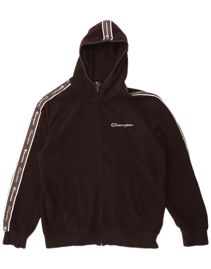 Champion Mens Graphic Hooded Fleece Jacket UK 42 XL Black