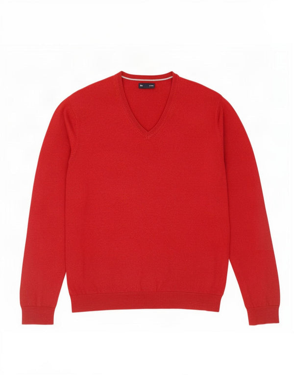 Gap Mens V-Neck Jumper Sweater XL Red Cotton