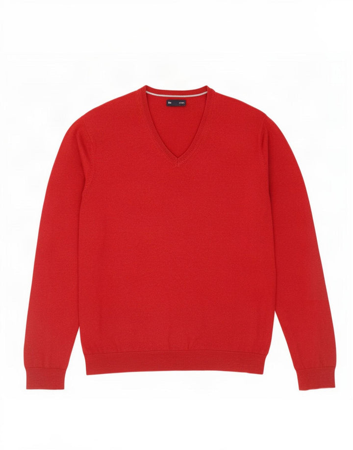 Gap Mens V-Neck Jumper Sweater XL Red Cotton