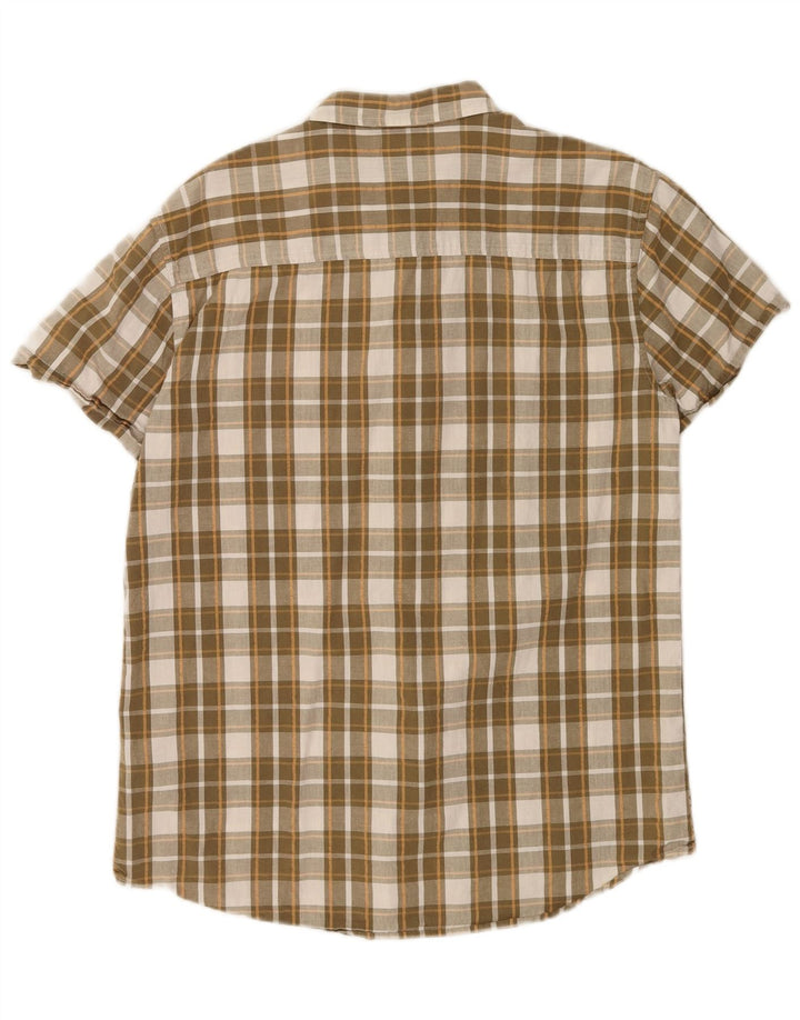 Wrangler Mens Short Sleeve Regular Fit Shirt Large Brown Check Cotton