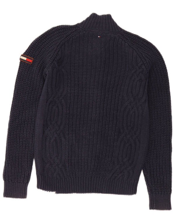 Tommy Hilfiger Boys Cardigan Sweater 13-14 Years Navy Blue Cotton