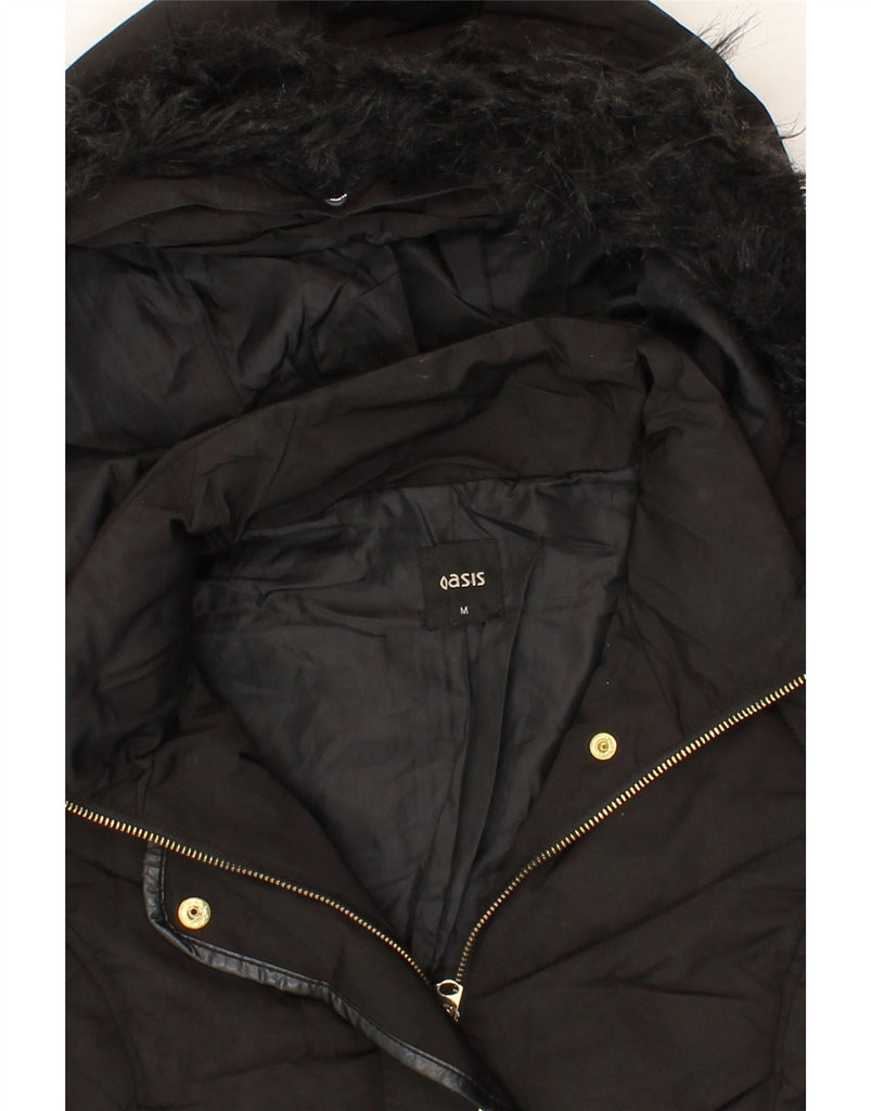 OASIS Womens Hooded Padded Jacket UK 14 Medium Black Polyester Vintage Oasis and Second-Hand Oasis from Messina Hembry 