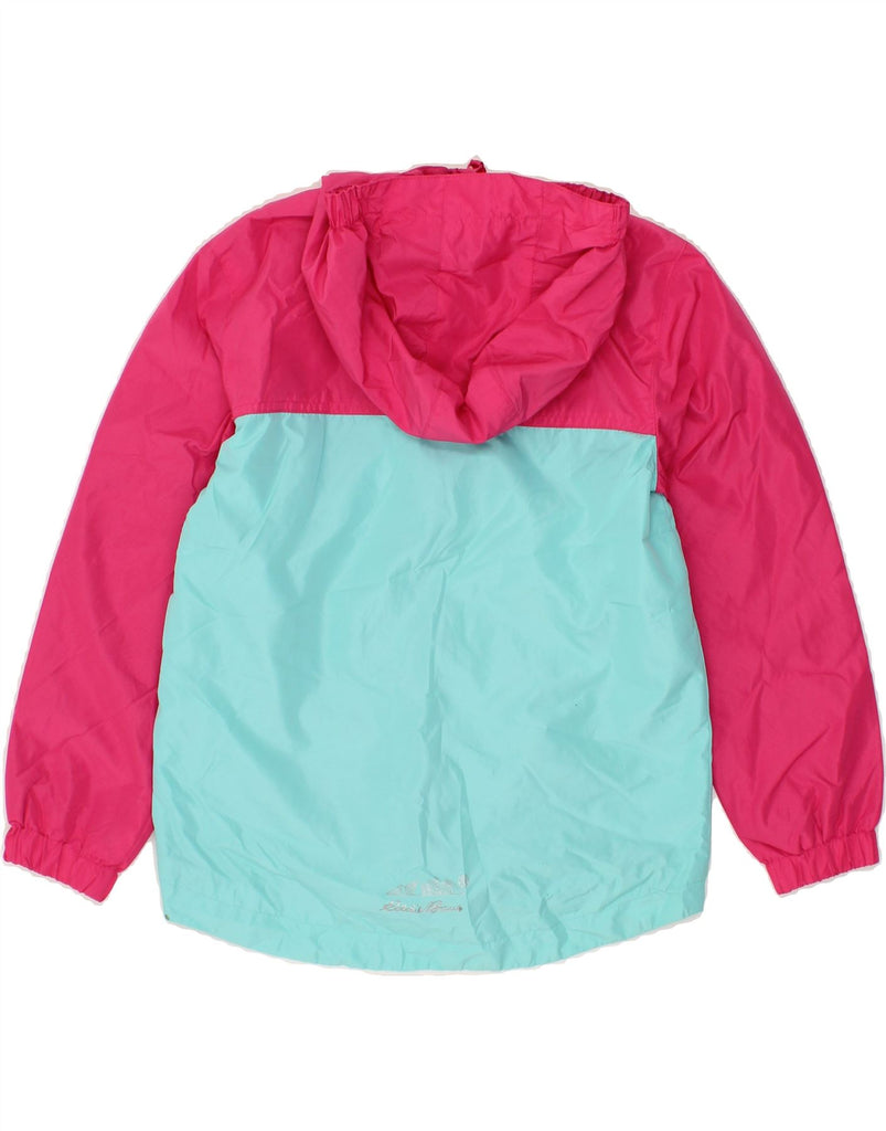 EDDIE BAUER Boys Hooded Rain Jacket 7-8 Years Small Turquoise Colourblock Vintage Eddie Bauer and Second-Hand Eddie Bauer from Messina Hembry 