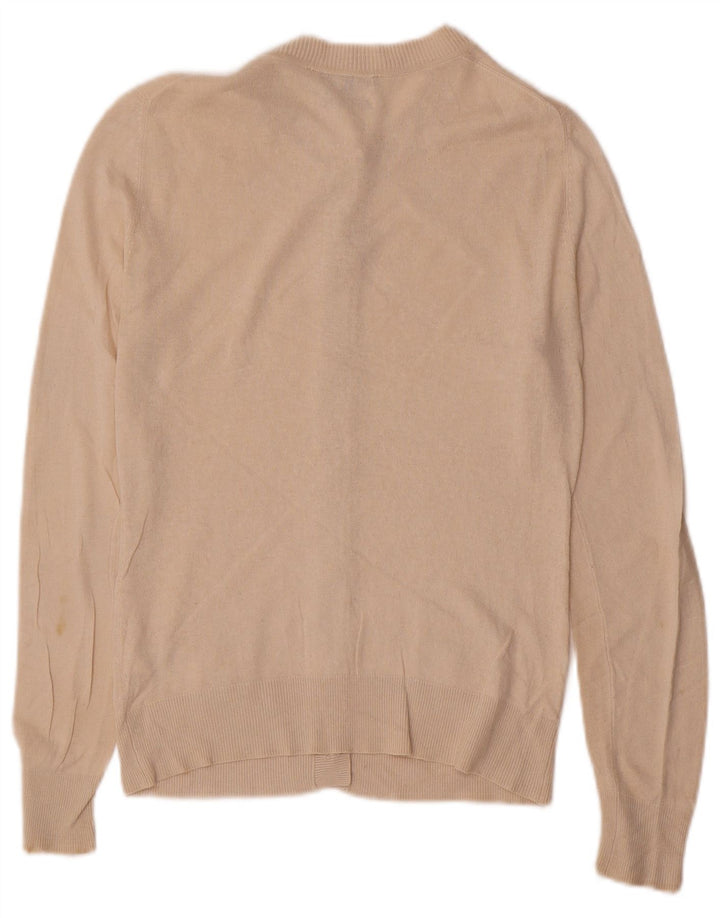 Massimo Dutti Womens Cardigan Sweater UK 12 Medium Beige Silk