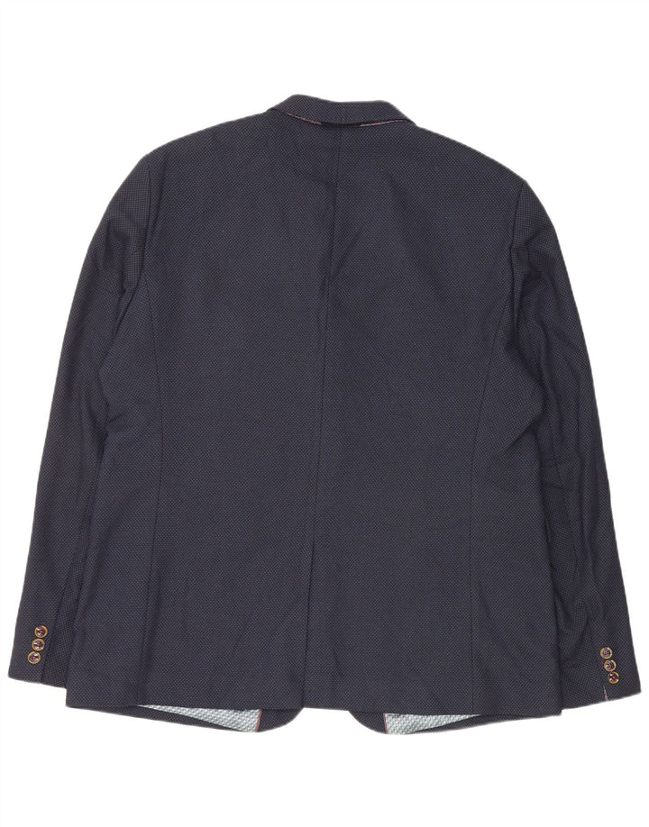 Ted Baker Mens 2 Button Blazer Jacket Size 7 3XL Navy Blue Polyester