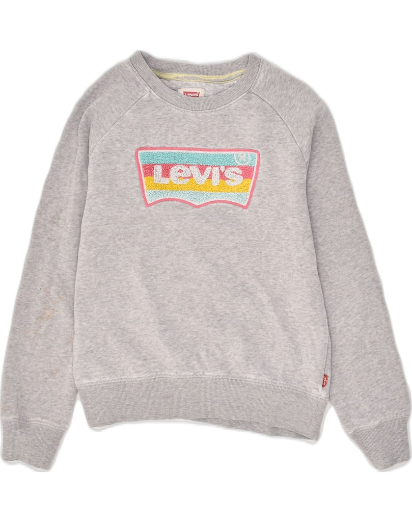 LEVI'S Girls Graphic Sweatshirt Jumper 11-12 Years Grey Cotton | Vintage Levi's | Thrift | Second-Hand Levi's | Used Clothing | Messina Hembry 