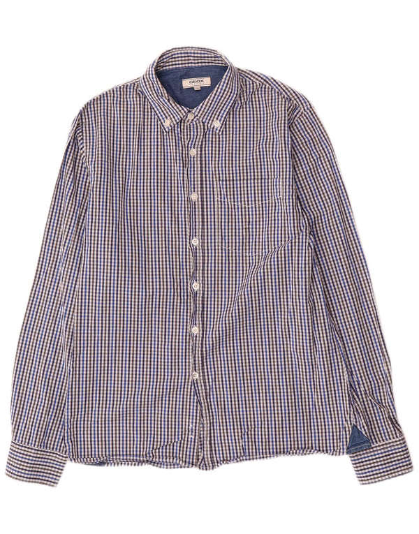Geox Mens Respira Shirt Medium Blue Gingham