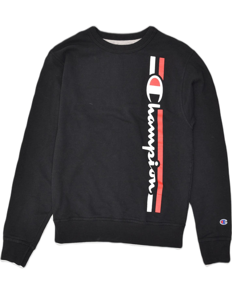 CHAMPION Mens Graphic Sweatshirt Jumper Small Black Cotton | Vintage Champion | Thrift | Second-Hand Champion | Used Clothing | Messina Hembry 