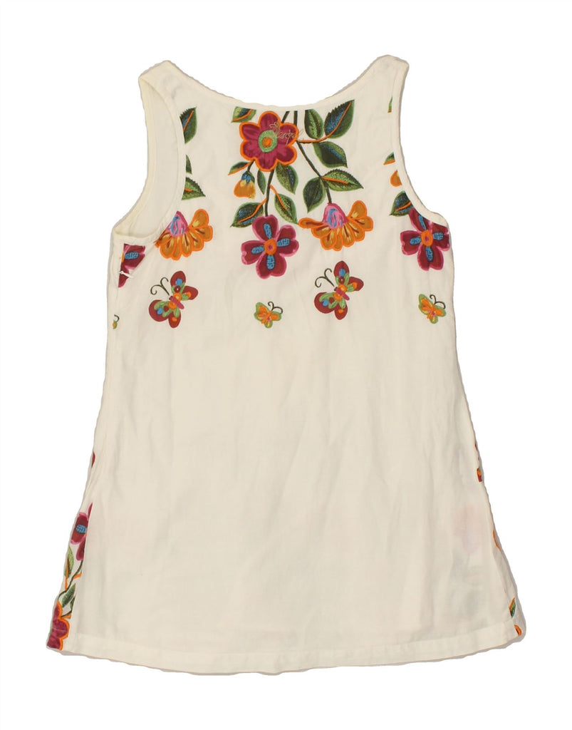 DESIGUAL Womens Graphic Sleeveless Blouse Top UK 12 Medium Beige Floral | Vintage Desigual | Thrift | Second-Hand Desigual | Used Clothing | Messina Hembry 