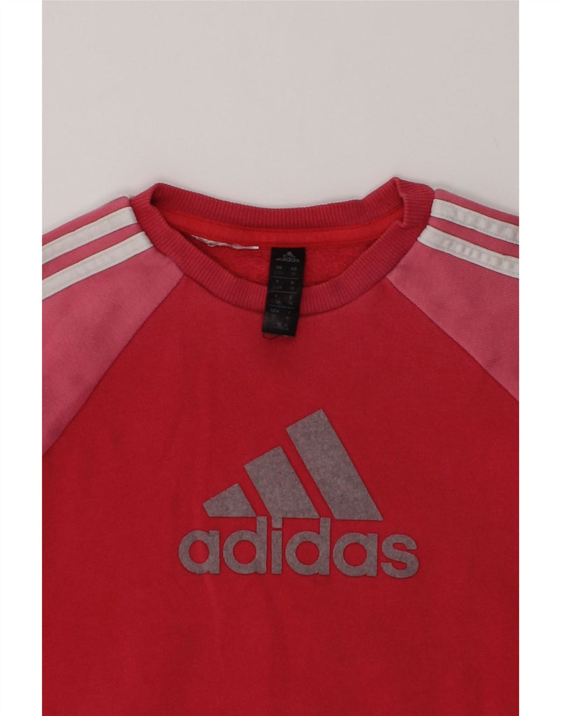 ADIDAS Girls Graphic Sweatshirt Jumper 2-3 Years Red Colourblock | Vintage Adidas | Thrift | Second-Hand Adidas | Used Clothing | Messina Hembry 