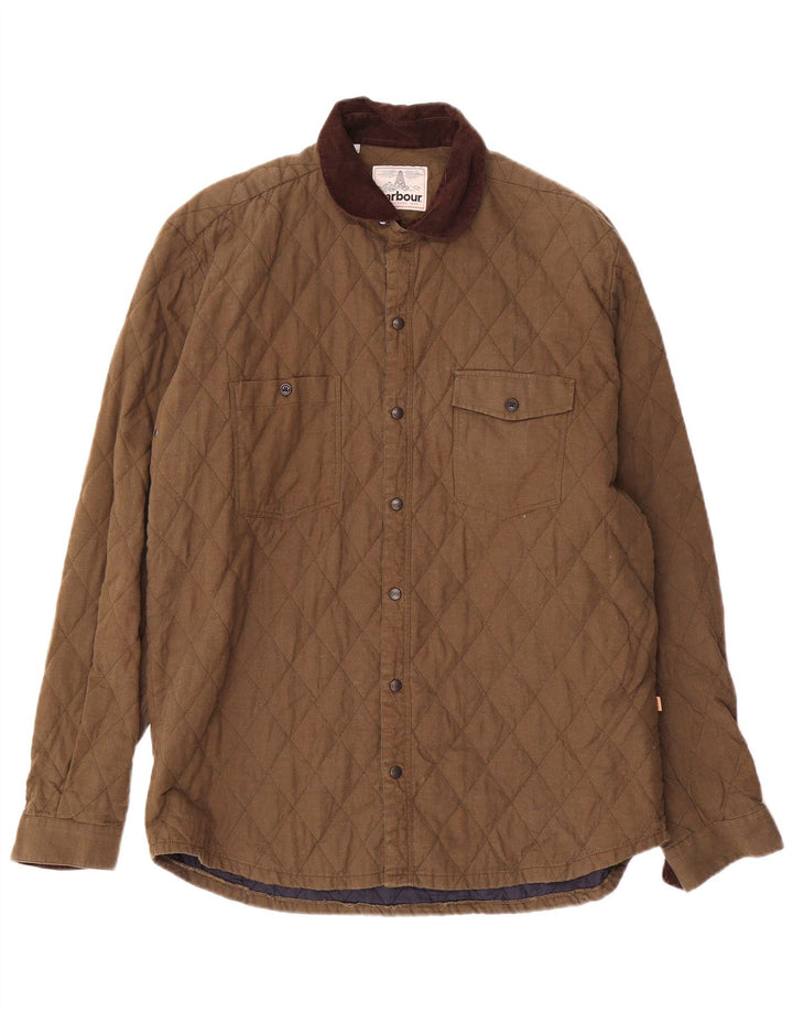 Barbour Mens Quilted Jacket UK 40 Large Khaki Cotton