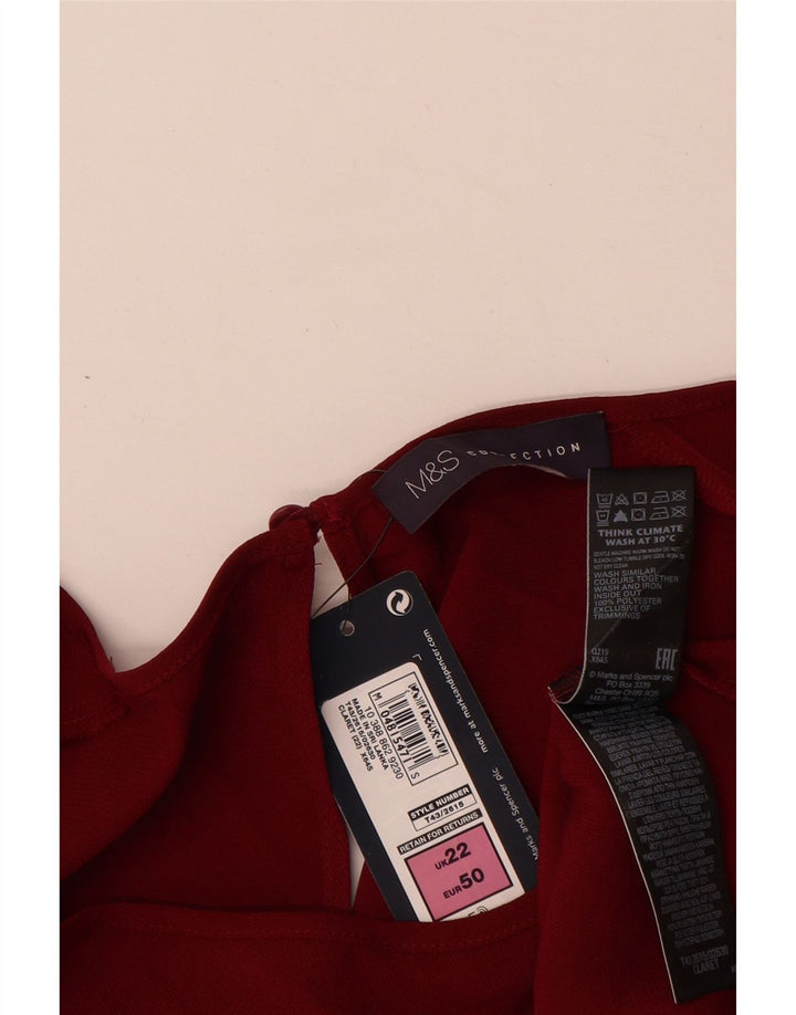 Marks & Spencer Womens 3/4 Sleeve Blouse Top UK 22 2XL Burgundy Polyester