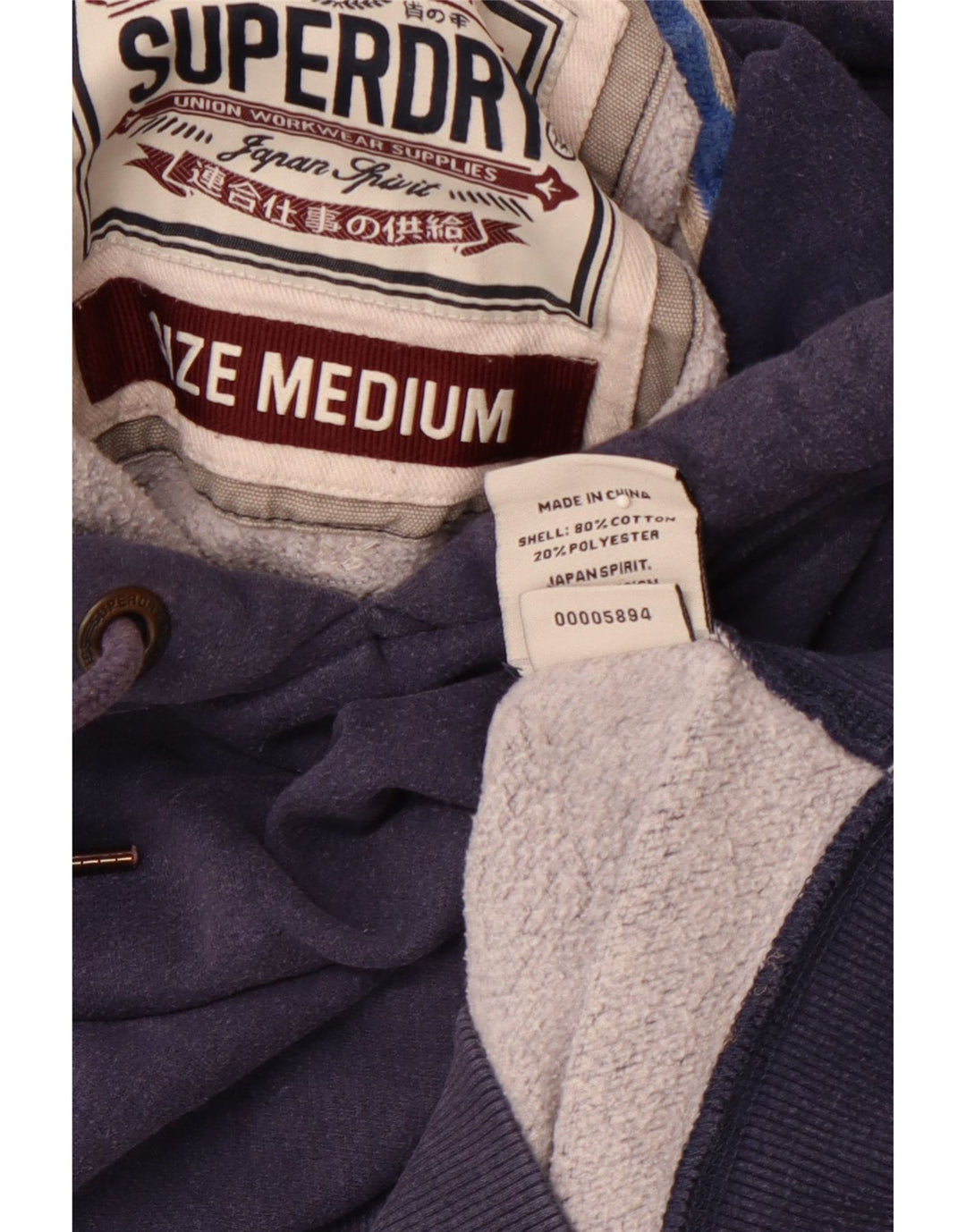 SUPERDRY Mens Graphic Hoodie Jumper Medium Navy Blue Cotton