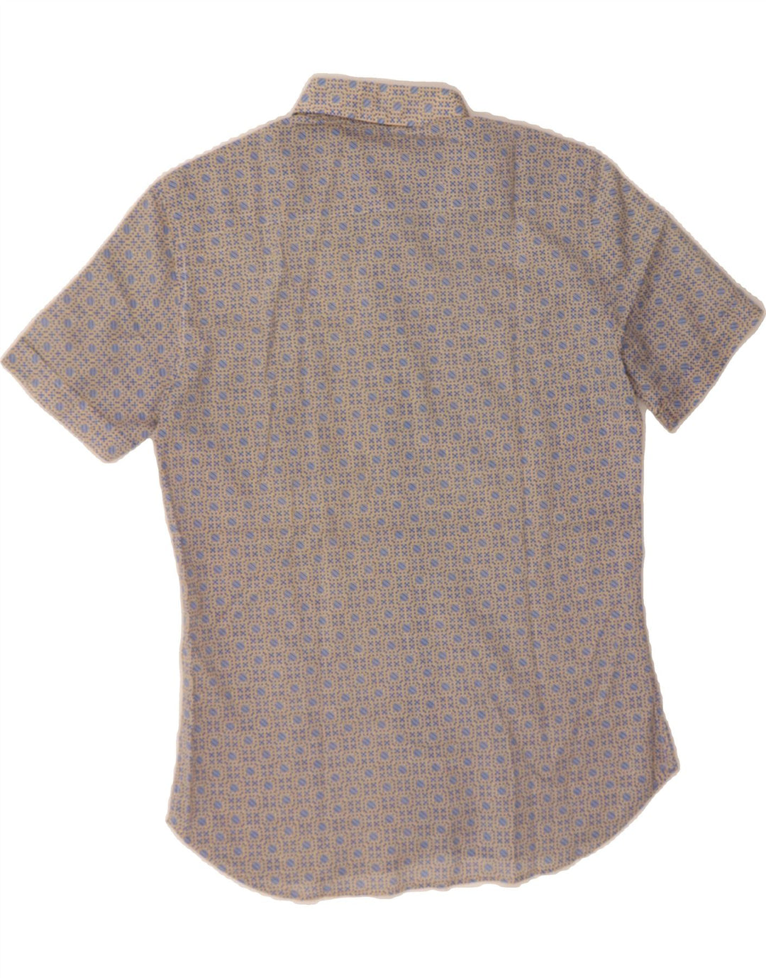 VINTAGE Mens Abstract Pattern Short Sleeve Shirt Small Blue Polyester Vintage Vintage and Second-Hand Vintage from Messina Hembry 