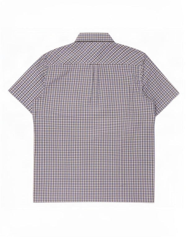 Ben Sherman Mens Short Sleeve Shirt Large Blue Check Cotton