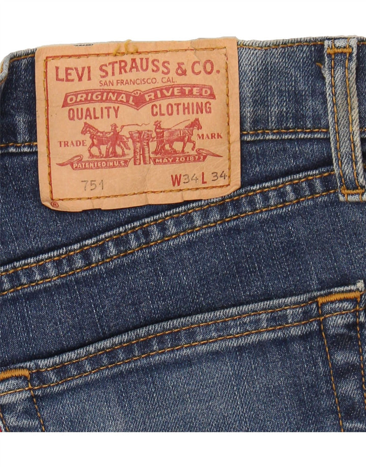 LEVI'S Mens 751 Straight Jeans W34 L30 Blue Cotton Vintage Levi's and Second-Hand Levi's from Messina Hembry 