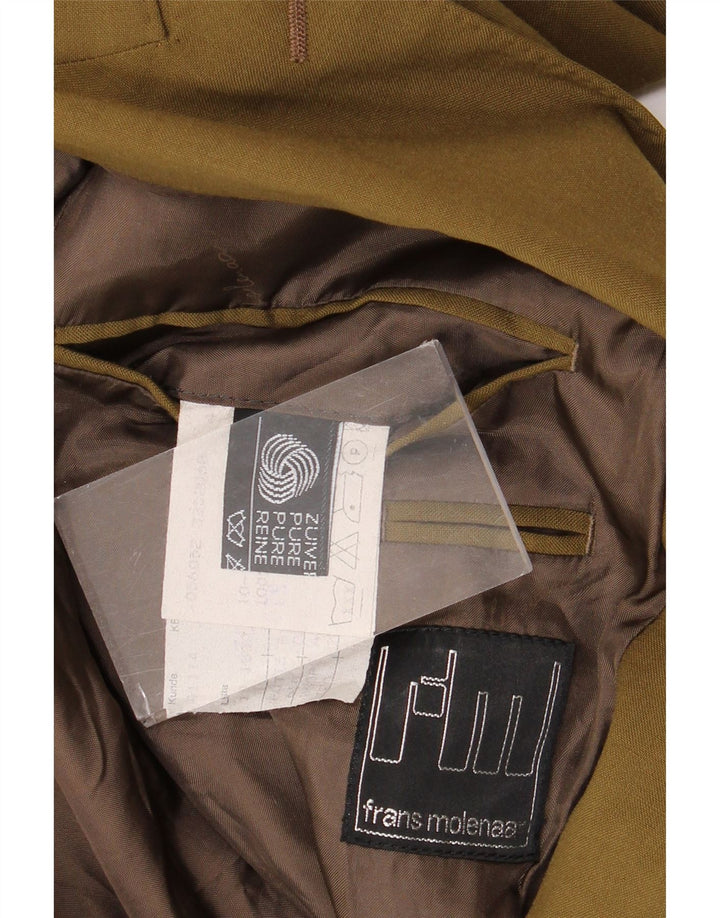 Vintage Mens Double Breasted Blazer Jacket UK 38 Medium Khaki New Wool