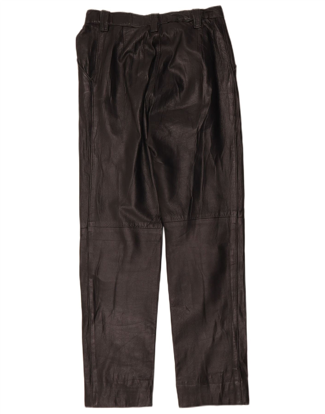 Vintage Womens Straight Leather Trousers W28 L28 Black