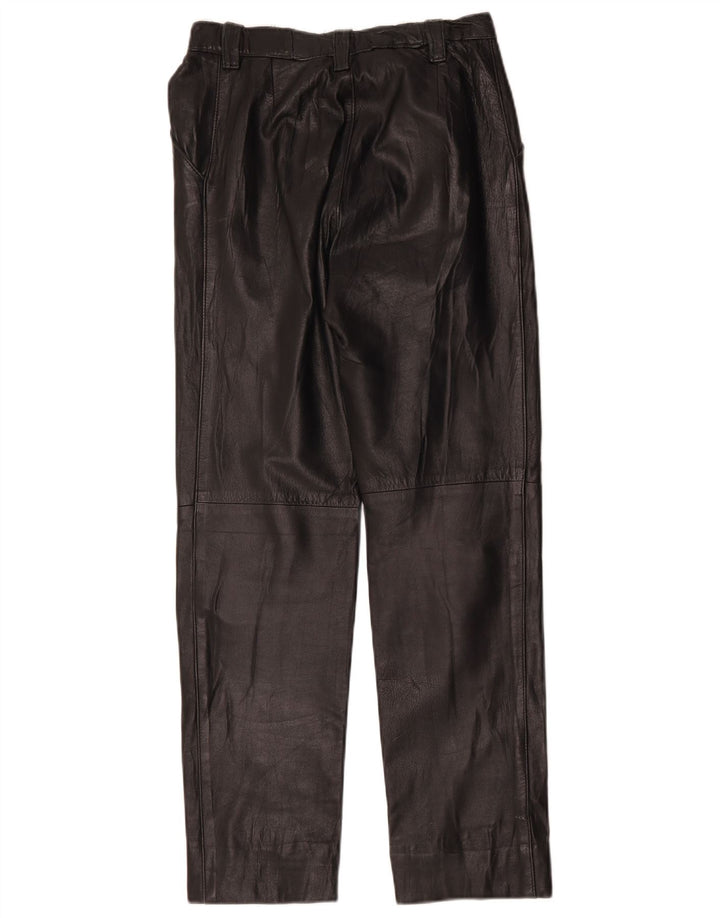 Vintage Womens Straight Leather Trousers W28 L28 Black