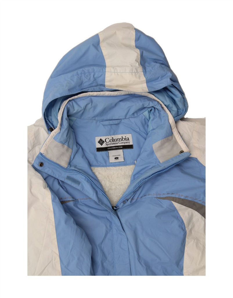 COLUMBIA Womens Hooded Windbreaker Jacket UK 16 Large Blue Colourblock Vintage Columbia and Second-Hand Columbia from Messina Hembry 