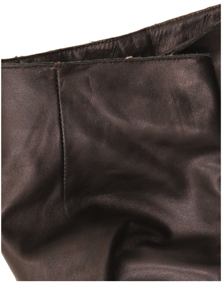 Gian Mori Womens Straight Leather Trousers W30 L30 Brown Leather