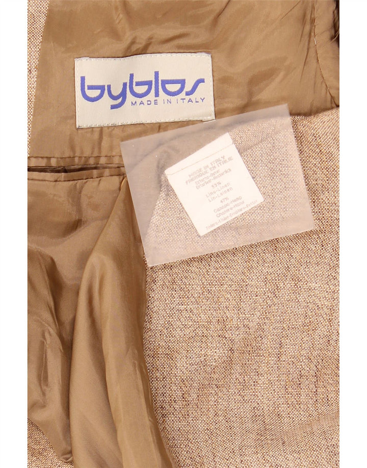 Byblos Mens 3 Button Blazer Jacket UK 38 Medium Beige Linen