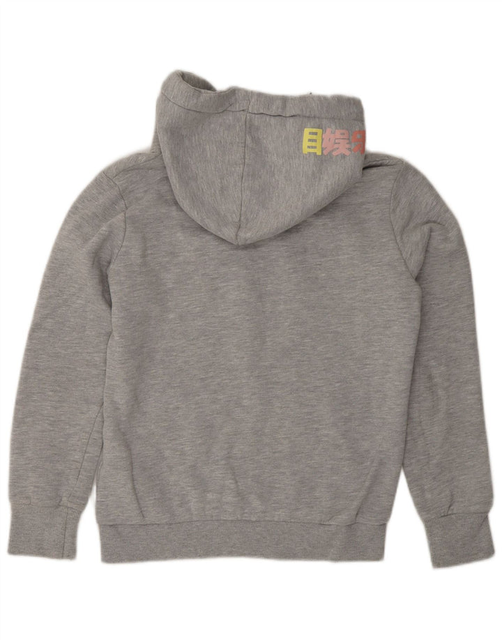 SUPERDRY Womens Graphic Hoodie Jumper UK 10 Small Grey Cotton