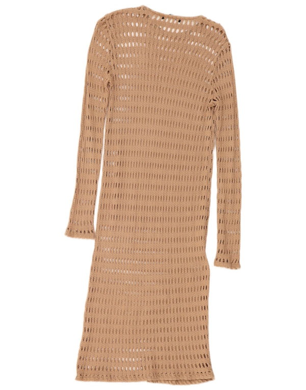 Zara Womens Crochet Beach Dress UK 12 Medium Beige