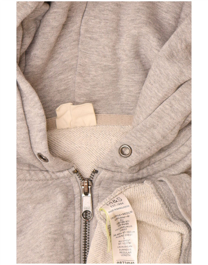 Marks & Spencer Mens Zip Hoodie Sweater Medium Grey Flecked Cotton