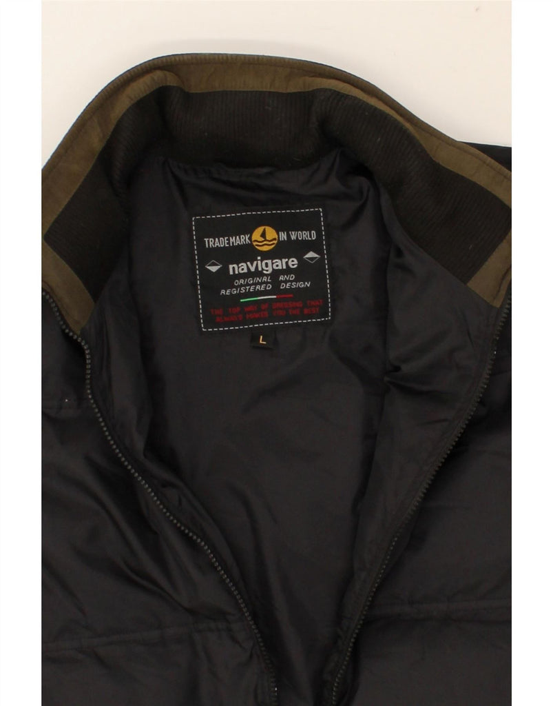 NAVIGARE Mens Padded Jacket UK 40 Large Black Polyester Vintage Navigare and Second-Hand Navigare from Messina Hembry 