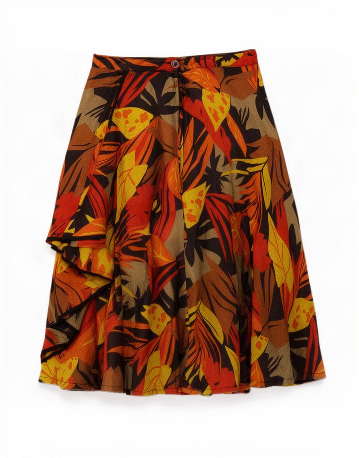 Vintage Womens Flared Skirt W28 Medium Multicoloured Floral Acetate