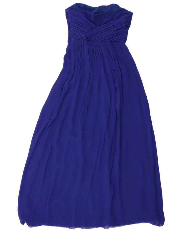 Ted Baker Womens Maxi Strapless Dress Size 3 Medium Blue Silk