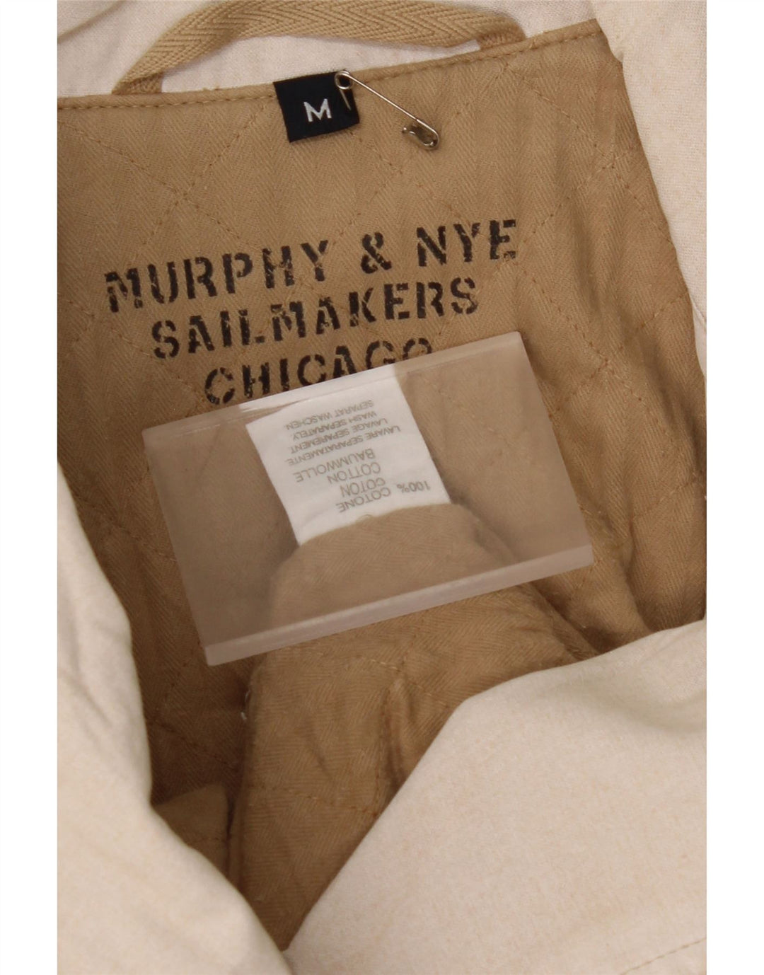 MURPHY & NYE Womens Double Breasted Coat UK 14 Medium Beige Cotton