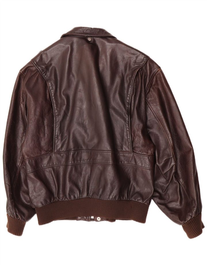 Vintage Mens Leather Jacket UK 40 Large Brown Leather