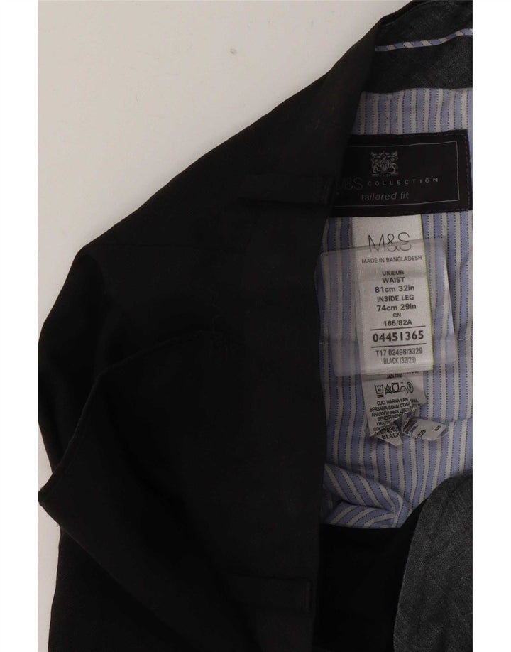 Marks & Spencer Mens Tailored Fit Straight Suit Trousers W32 L29 Black