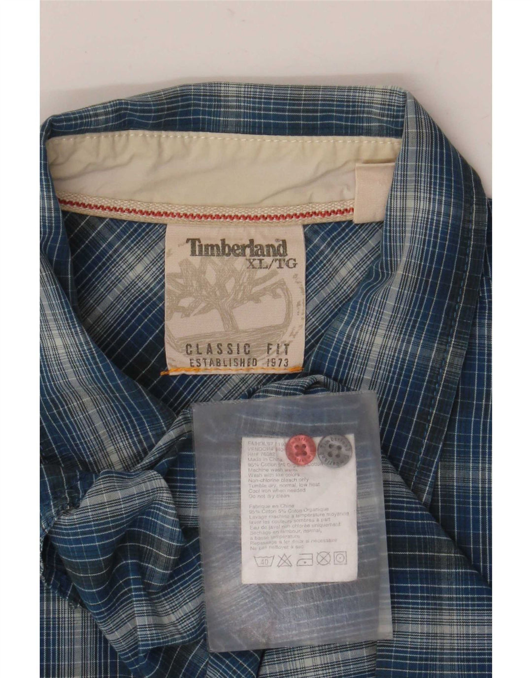 Timberland Mens Classic Fit Shirt XL Blue Check Cotton