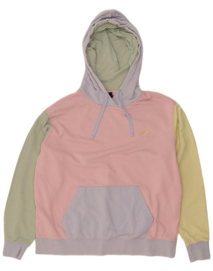 Nike Womens Oversized Hoodie Jumper UK 14 Medium Multicoloured Colourblock