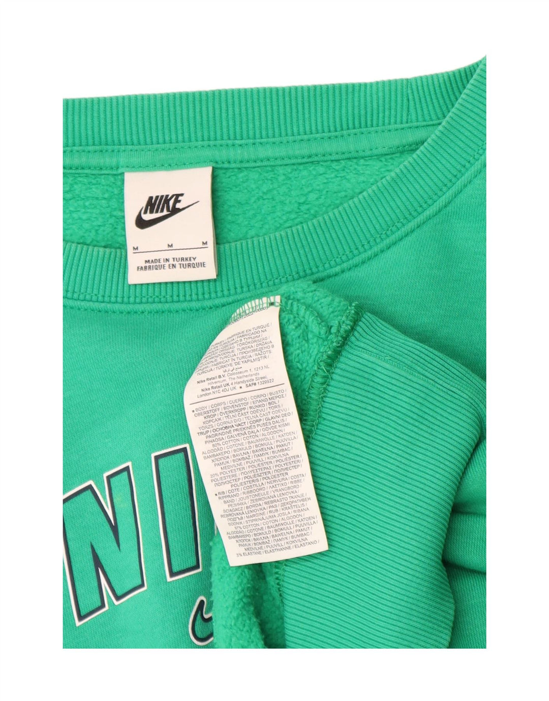 Nike Womens Oversized Graphic Crop Sweatshirt Jumper UK 14 Medium Green