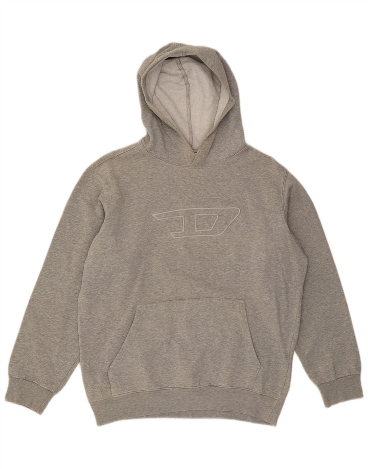 DIESEL Mens Graphic Hoodie Jumper Large Grey Cotton